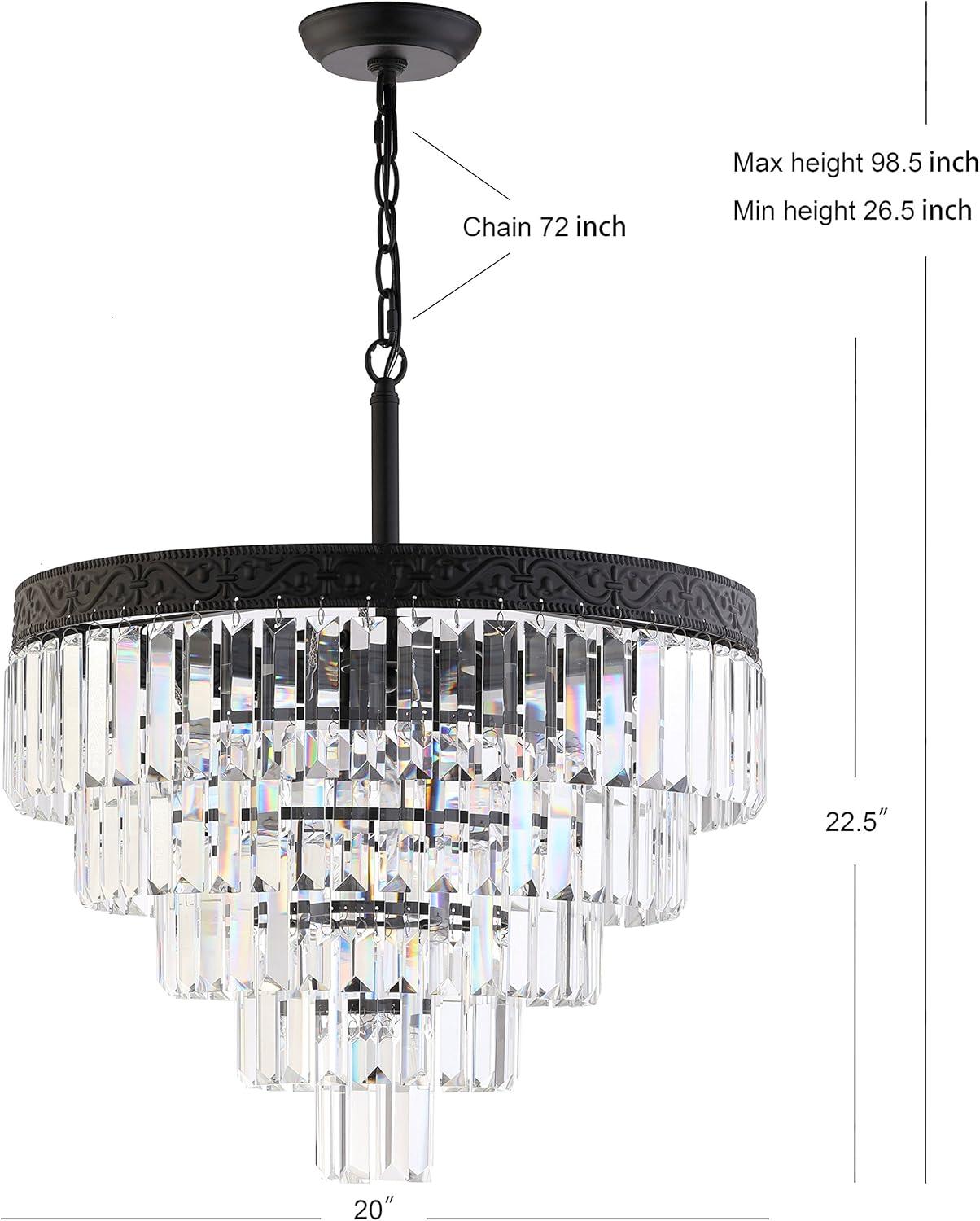 imageJONATHAN Y JYL9006B Wyatt 12quot 2Light Crystal LED Chandelier ContemporaryClassicTraditional Dimmable Adjustable for Foyer Closet Dining Room Kitchen BronzeClearBlack