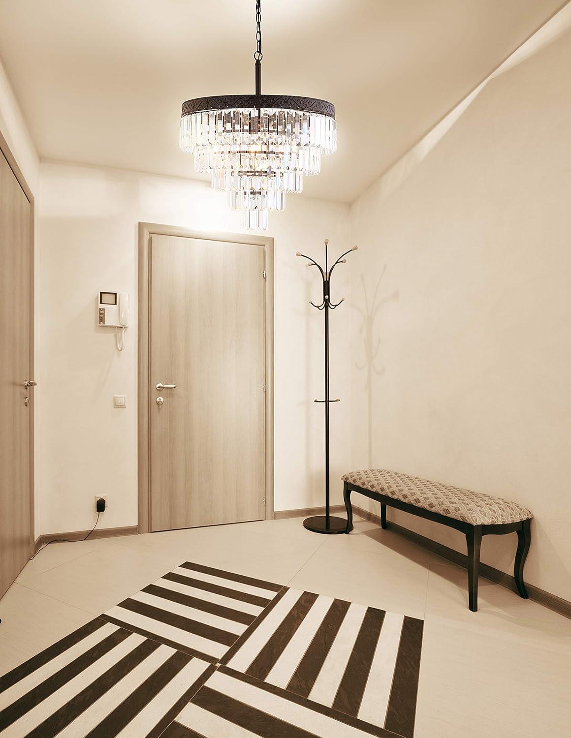 imageJONATHAN Y JYL9006B Wyatt 12quot 2Light Crystal LED Chandelier ContemporaryClassicTraditional Dimmable Adjustable for Foyer Closet Dining Room Kitchen BronzeClearBlack