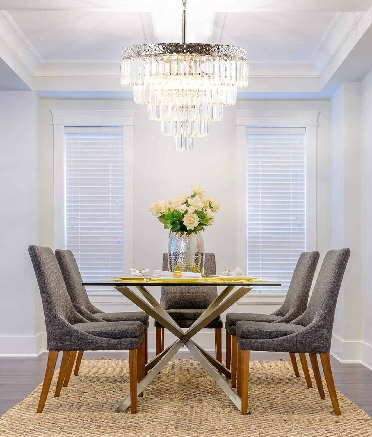 imageJONATHAN Y JYL9006B Wyatt 12quot 2Light Crystal LED Chandelier ContemporaryClassicTraditional Dimmable Adjustable for Foyer Closet Dining Room Kitchen BronzeClearSilver