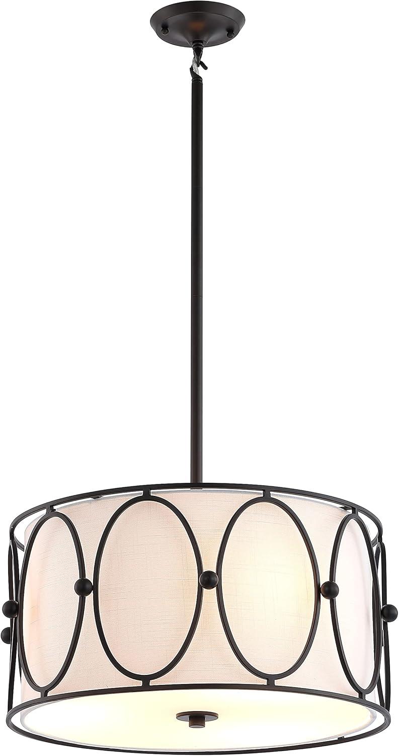 imageJONATHAN Y JYL9008A Violetta 3Light 19quot Metal LED Pendant Contemporary Modern Transitional Office Living Room Family Room Dining Room Kitchen Bedroom Bathroom Hallway Foyer GoldWhiteOilRubbed Bronze