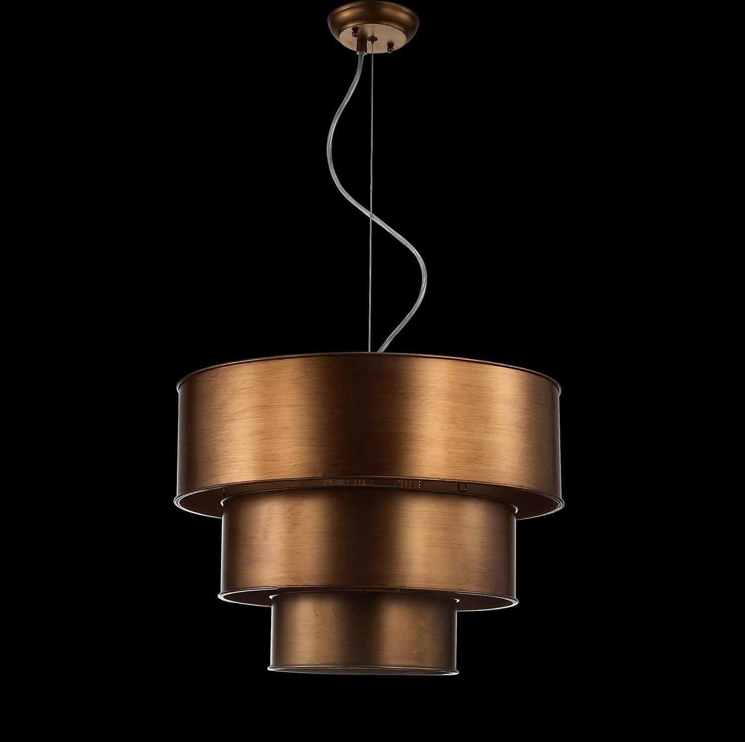 imageJONATHAN Y JYL9036A Lynn 21quot 3Tier Metal LED Pendant Contemporary Modern Cascade Effect Office Bedroom Living Room Family Room Dining Room Kitchen Hallway Foyer Gold