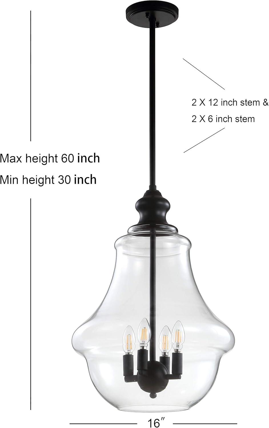 imageJONATHAN Y JYL9046A Adam 16quot Adjustable MetalGlass LED Pendant Oil Rubbed Bronze ClassicCottageFrench CountryTransitionalRustic Dimmable for Kitchen Living Room16