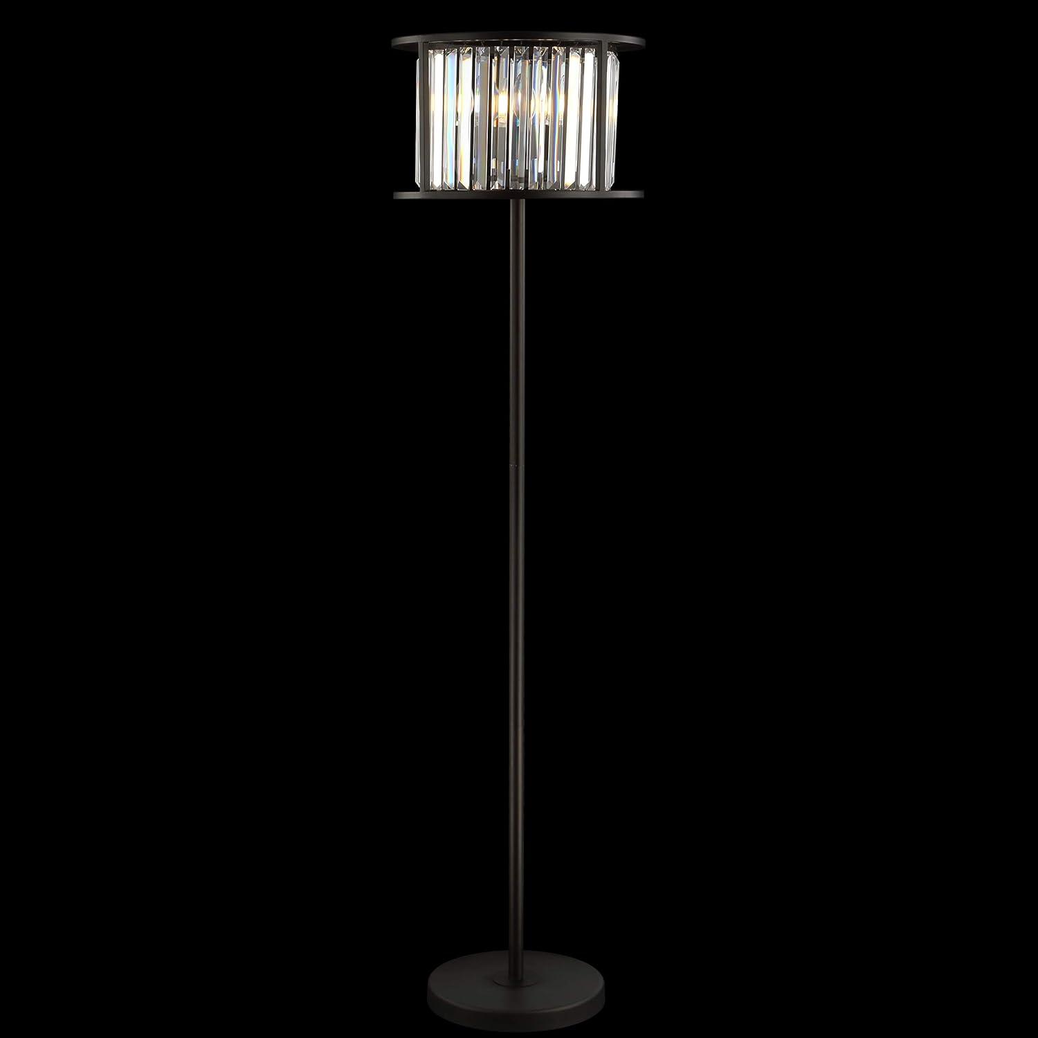 imageJONATHAN Y JYL9054A Bevin 63quot MetalCrystal LED Floor Lamp Glam Contemporary Modern Elegant Office Living Room Family Room Dining Room Bedroom Hallway Foyer Oil Rubbed BronzeCrystal