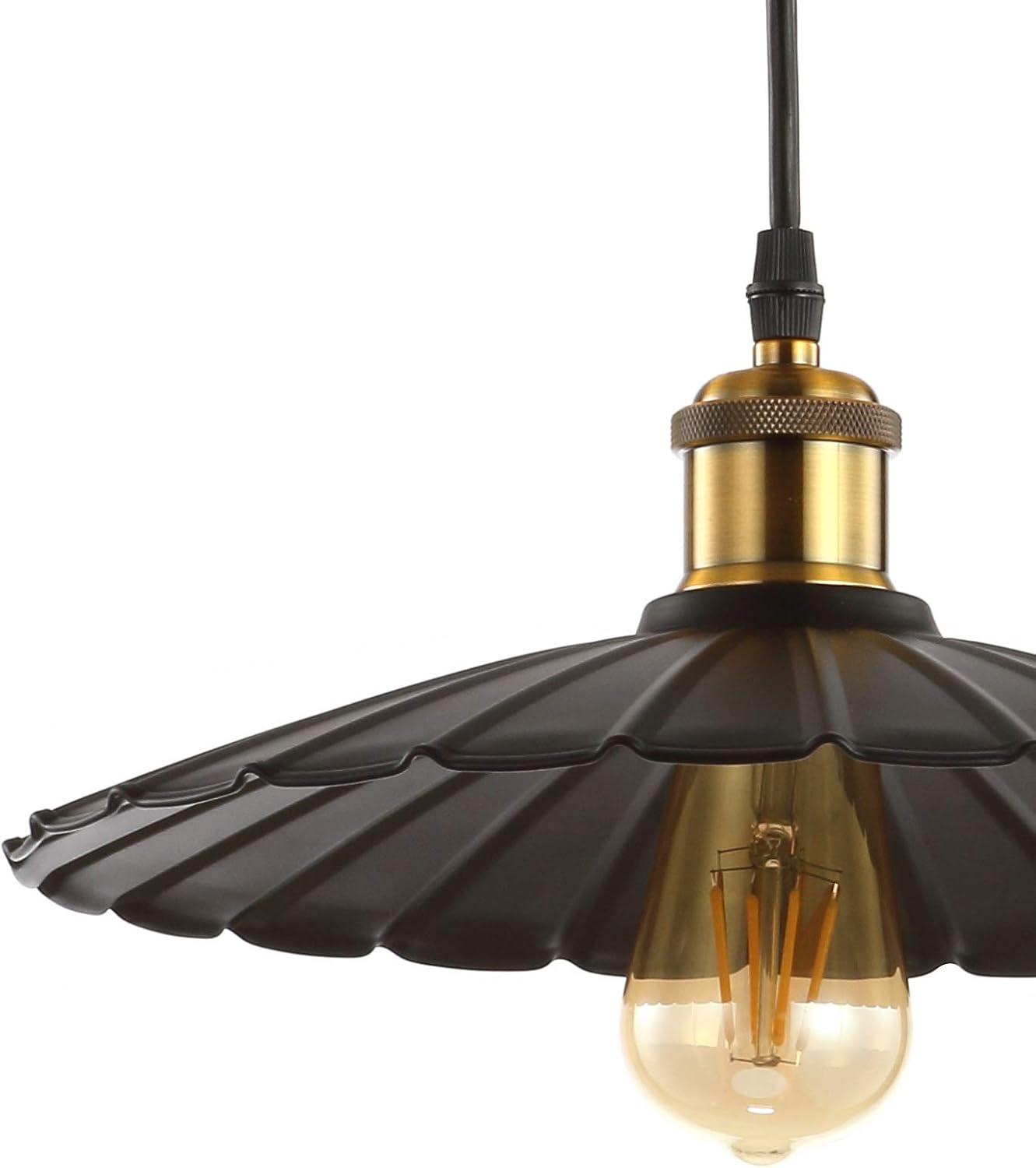 imageJONATHAN Y JYL9062A Lotus 1225quot Adjustable Metal LED Pendant Traditional Office Living Room Family Room Dining Room Kitchen Bedroom Hallway Foyer Brass GoldBlack