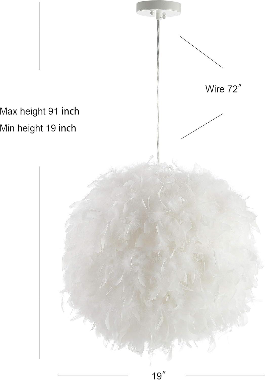 imageJONATHAN Y JYL9063A Stork 19quot Feather Metal Adjustable LED Pendant Glam Transitional Contemporary Modern Ethereal Aesthetic Office Bedroom Hallway Foyer Closet White