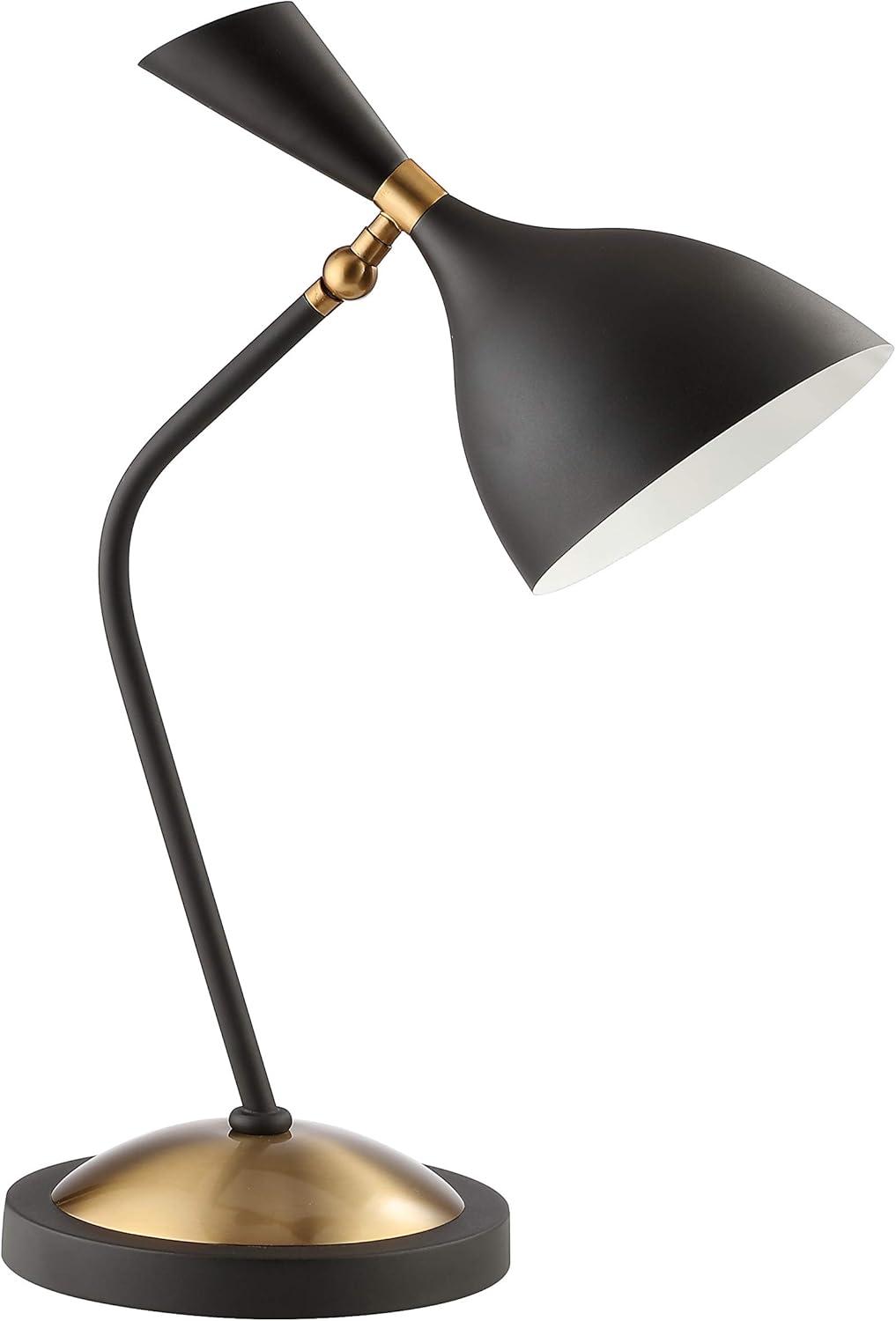 imageJONATHAN Y JYL9065A Albert 215quot Iron Retro MidCentury LED Table Lamp Contemporary Glam Bedside Desk Nightstand Lamp for Bedroom Living Room Office College Bookcase BlackBrass GoldBlackBrass Gold