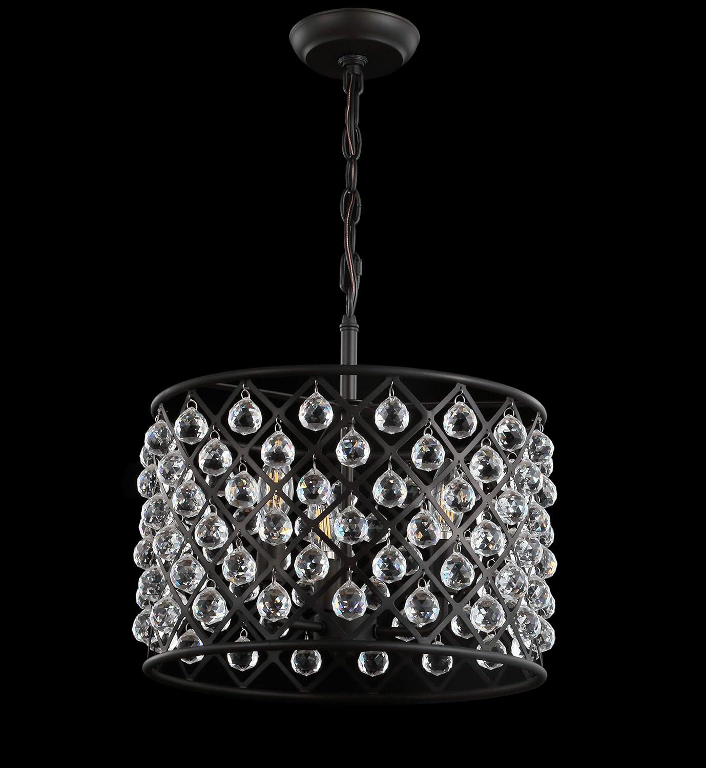 imageJONATHAN Y JYL9506A Gabrielle CrystalMetal LED Pendant Glam Contemporary Transitional Dimmable Adjustable for Dining Living Room Kitchen Oil Rubbed Bronze 8quot16