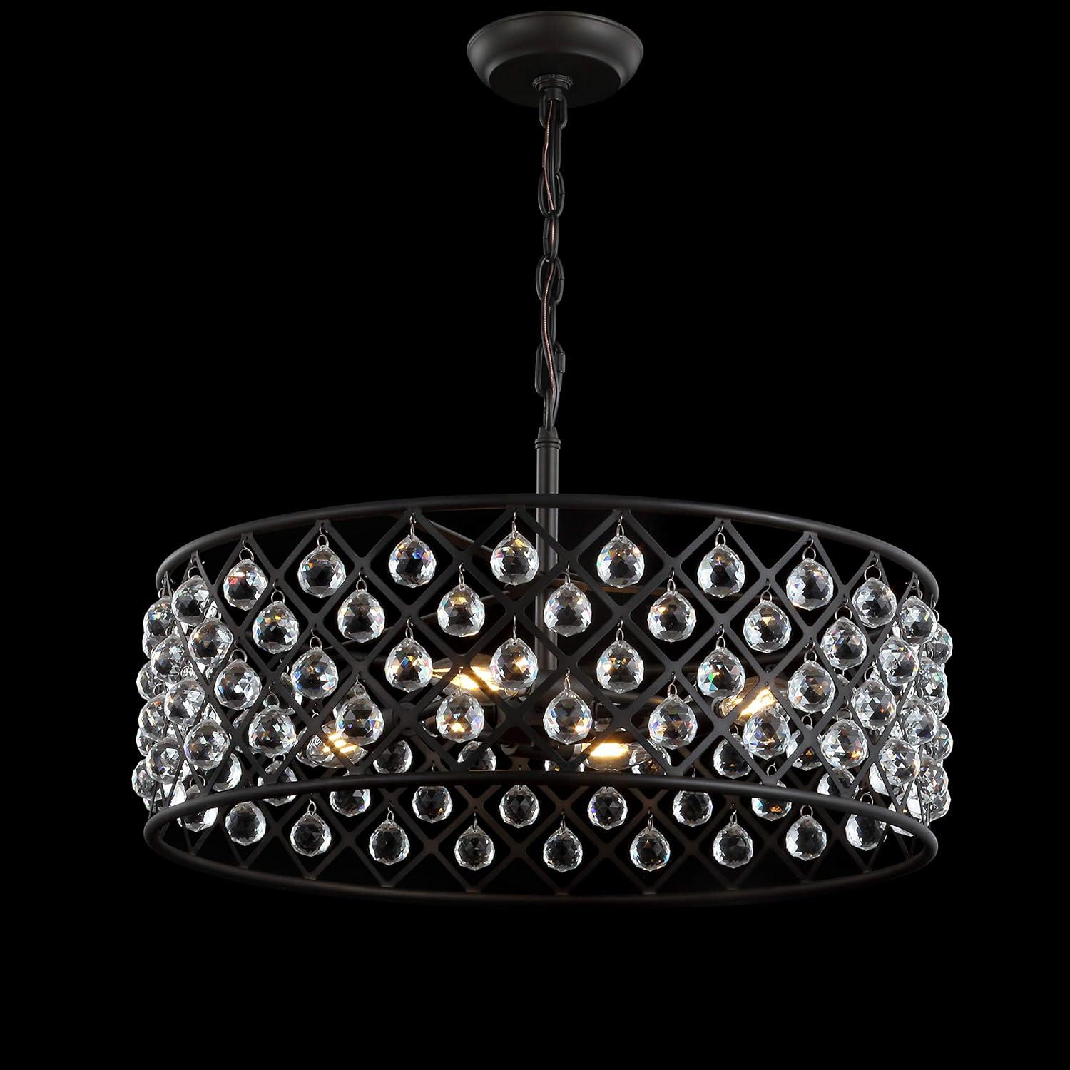 imageJONATHAN Y JYL9506A Gabrielle CrystalMetal LED Pendant Glam Contemporary Transitional Dimmable Adjustable for Dining Living Room Kitchen Oil Rubbed Bronze 8quot23