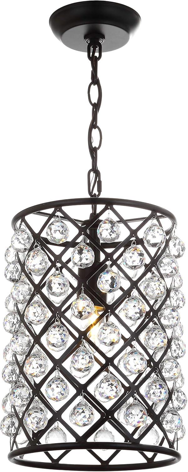 imageJONATHAN Y JYL9506A Gabrielle CrystalMetal LED Pendant Glam Contemporary Transitional Dimmable Adjustable for Dining Living Room Kitchen Oil Rubbed Bronze 8quot10
