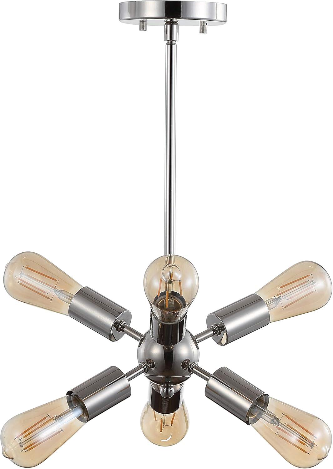 imageJONATHAN Y JYL9524A Jobs 175quot Sputnik Metal LED Chandelier Contemporary Modern Midcentury Space Age Living Room Family Room Dining Room Kitchen Hallway Foyer Nickel