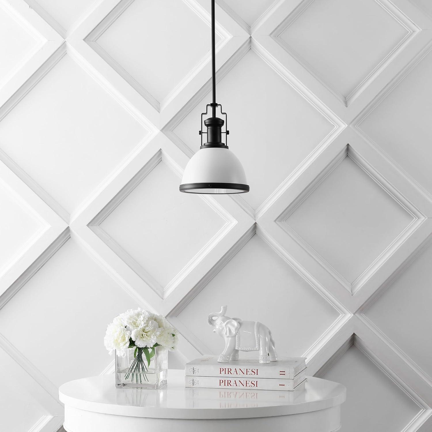 imageJONATHAN Y JYL9536A Homer 13quot 1Light Modern Industrial Iron LED Dome Pendant Classic Cottage Farmhouse Industrial Rustic Transitional Office Living Room Kitchen Foyer BlackBrass GoldMatte BlackWhite