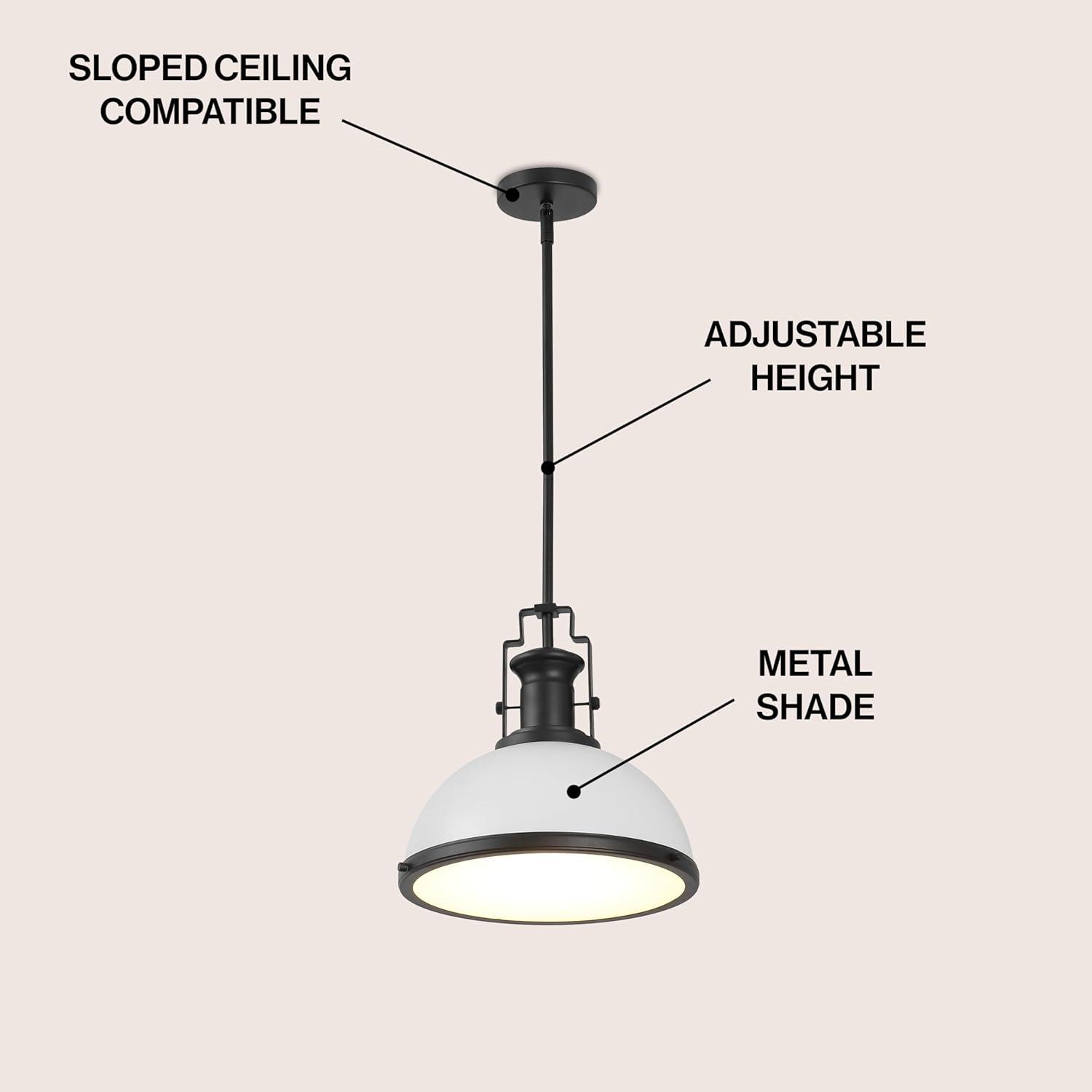 imageJONATHAN Y JYL9536A Homer 13quot 1Light Modern Industrial Iron LED Dome Pendant Classic Cottage Farmhouse Industrial Rustic Transitional Office Living Room Kitchen Foyer BlackBrass GoldMatte BlackWhite