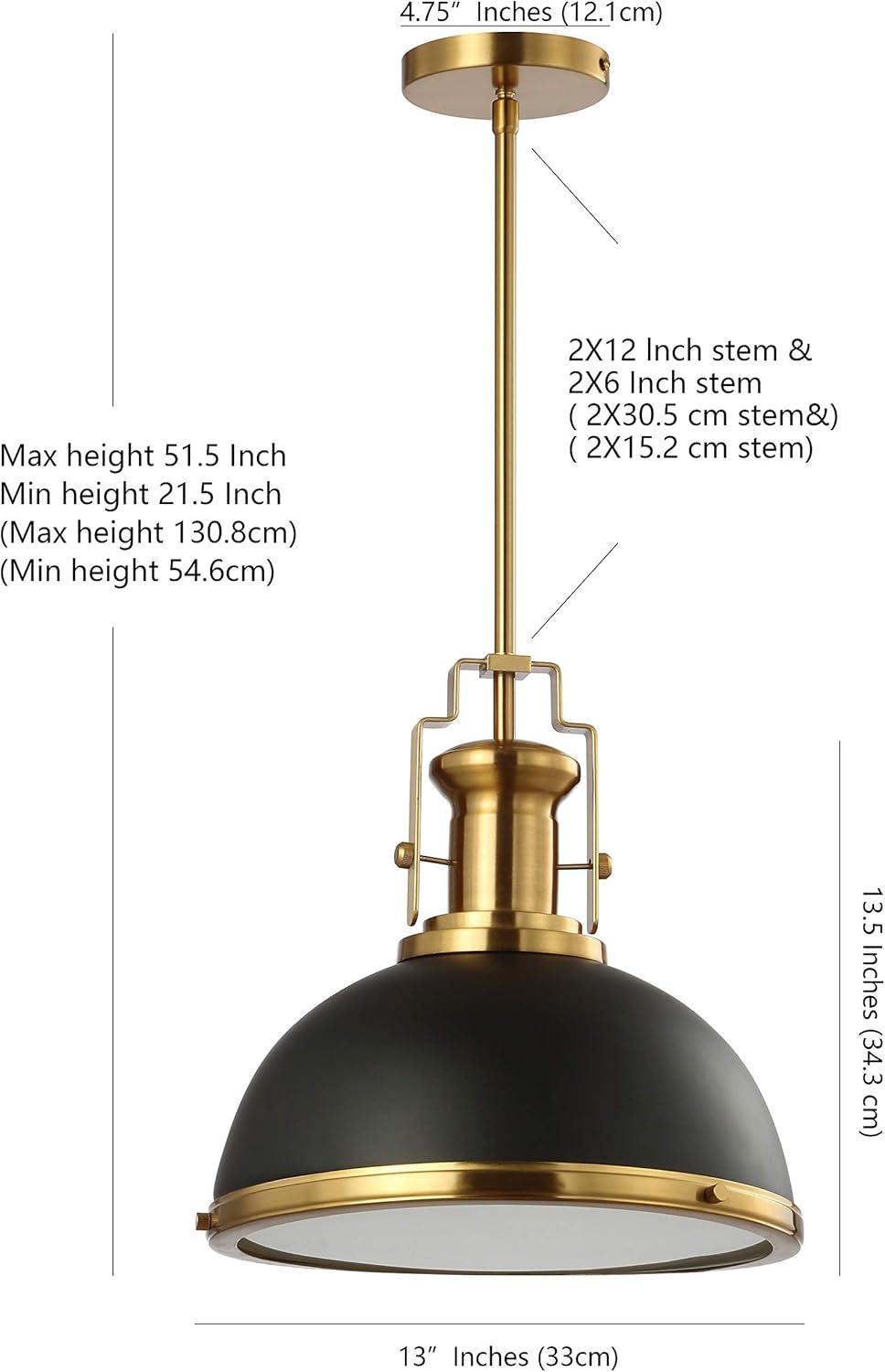 imageJONATHAN Y JYL9536A Homer 13quot 1Light Modern Industrial Iron LED Dome Pendant Classic Cottage Farmhouse Industrial Rustic Transitional Office Living Room Kitchen Foyer BlackBrass GoldBlackBrass Gold