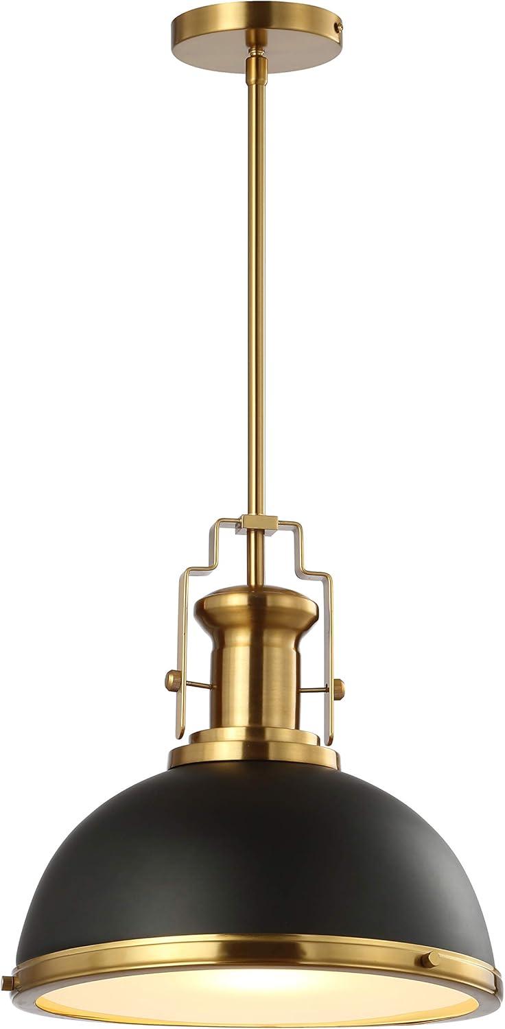 imageJONATHAN Y JYL9536A Homer 13quot 1Light Modern Industrial Iron LED Dome Pendant Classic Cottage Farmhouse Industrial Rustic Transitional Office Living Room Kitchen Foyer BlackBrass GoldBlackBrass Gold