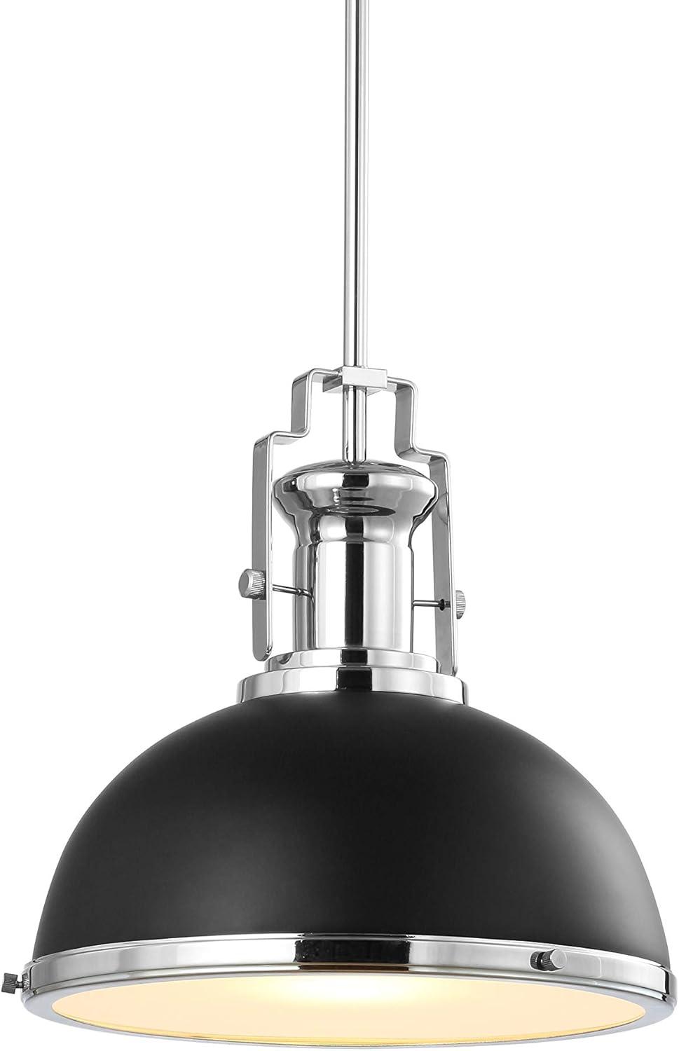 imageJONATHAN Y JYL9536A Homer 13quot 1Light Modern Industrial Iron LED Dome Pendant Classic Cottage Farmhouse Industrial Rustic Transitional Office Living Room Kitchen Foyer BlackBrass GoldBlackChrome