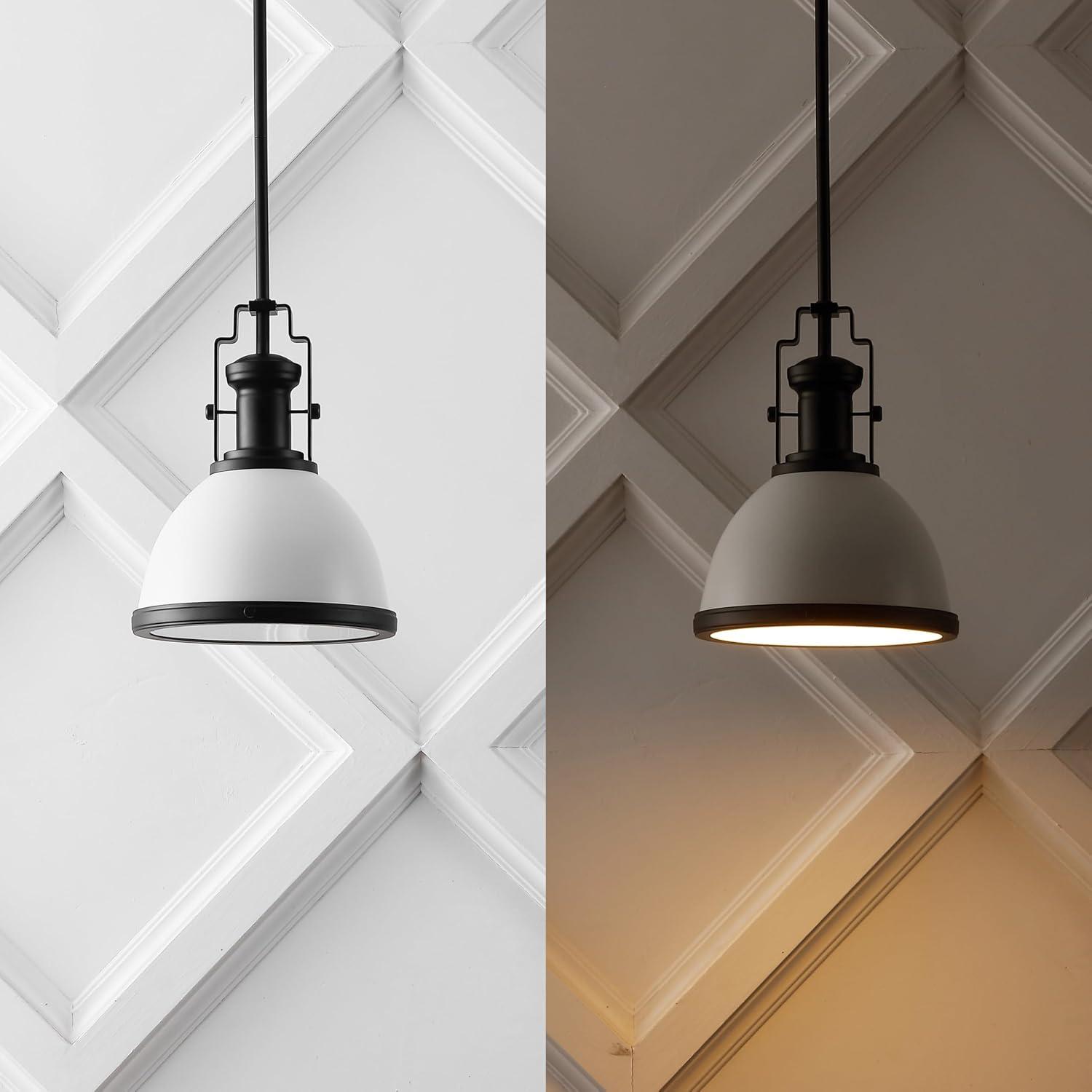 imageJONATHAN Y JYL9536A Homer 13quot 1Light Modern Industrial Iron LED Dome Pendant Classic Cottage Farmhouse Industrial Rustic Transitional Office Living Room Kitchen Foyer BlackBrass GoldMatte BlackWhite