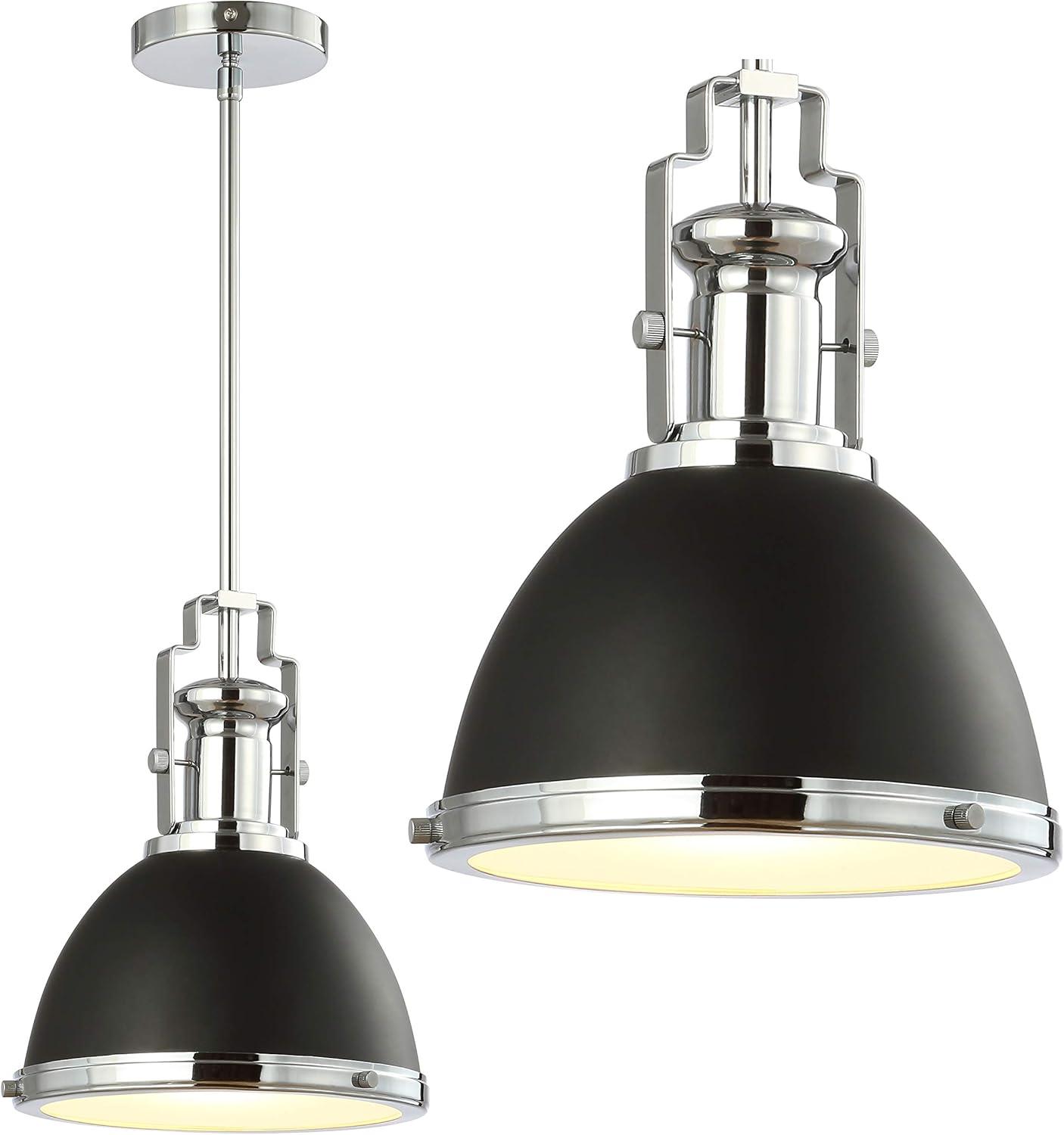 imageJONATHAN Y JYL9536A Homer 13quot 1Light Modern Industrial Iron LED Dome Pendant Classic Cottage Farmhouse Industrial Rustic Transitional Office Living Room Kitchen Foyer BlackBrass GoldBlackChrome