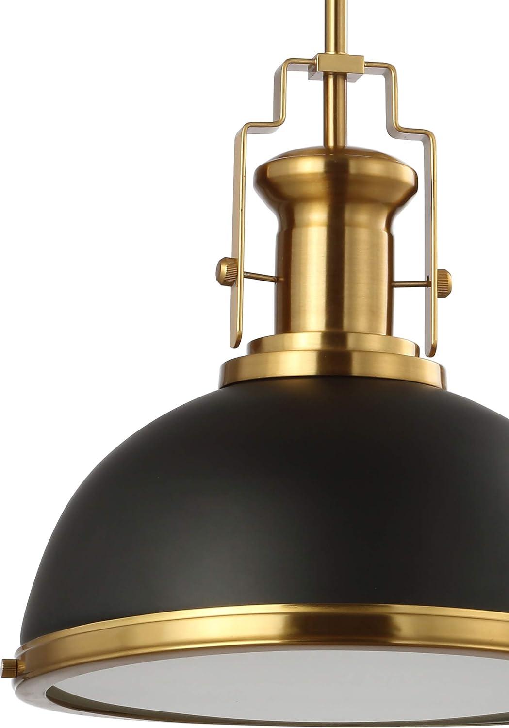 imageJONATHAN Y JYL9536A Homer 13quot 1Light Modern Industrial Iron LED Dome Pendant Classic Cottage Farmhouse Industrial Rustic Transitional Office Living Room Kitchen Foyer BlackBrass GoldBlackBrass Gold