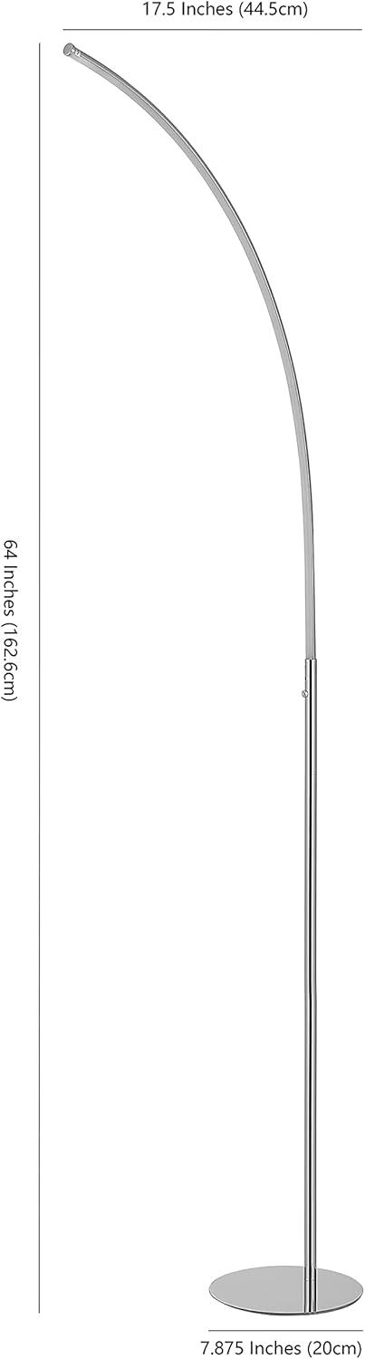 imageJONATHAN Y JYL9539A Curva 64quot Metal Minimalist Modern LED Integrated Floor Lamp Modern Contemporary Office Living Room Family Room Dining Room Kitchen Bedroom Hallway Foyer ChromeCurva Chrome