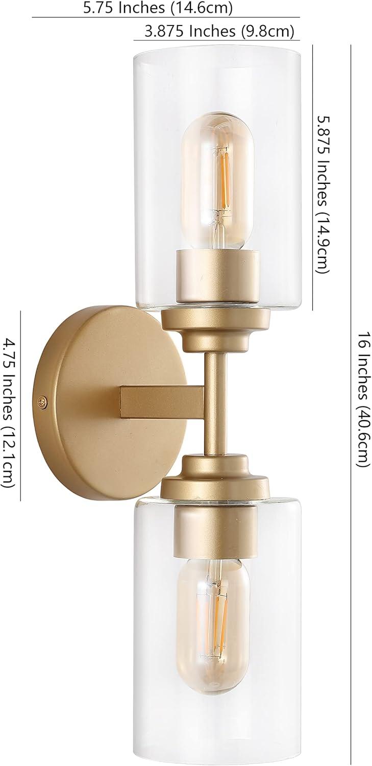 imageJONATHAN Y JYL9547B Juno 13quot 1Light Farmhouse Industrial Iron Cylinder LED Sconce Modern Transitional 2700K 25W Bulb Entryway Lobby Brass GoldClear 575 inBrass Gold