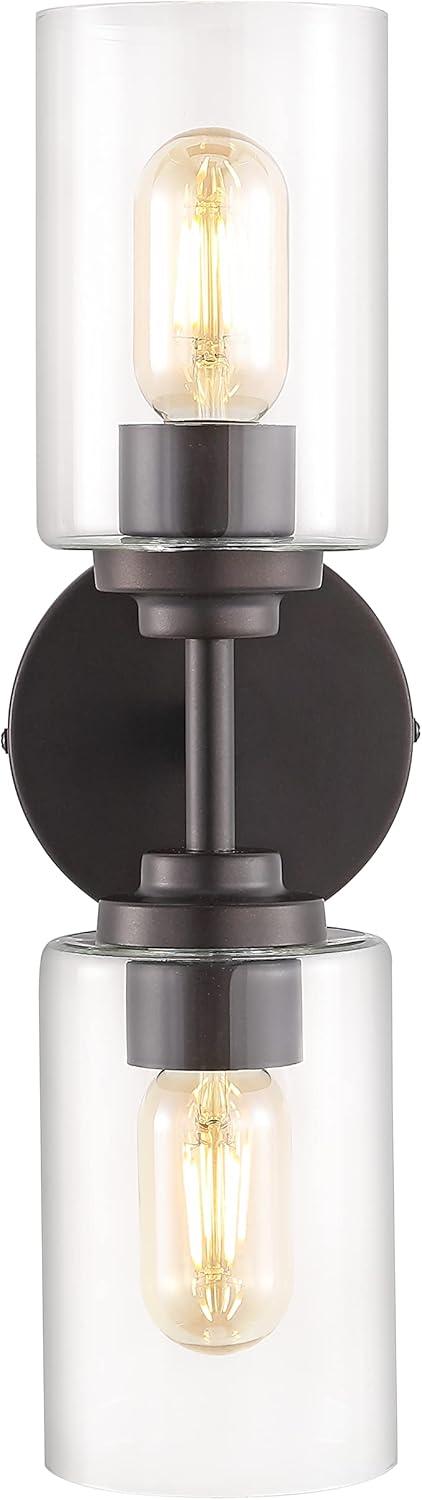 imageJONATHAN Y JYL9547B Juno 13quot 1Light Farmhouse Industrial Iron Cylinder LED Sconce Modern Transitional 2700K 25W Bulb Entryway Lobby Brass GoldClear 575 inOilRubbed Bronze