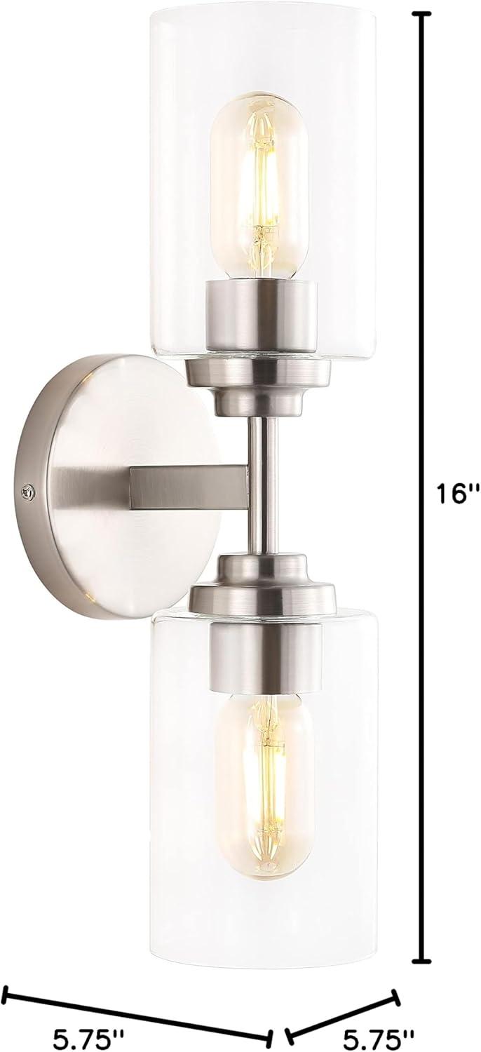 imageJONATHAN Y JYL9547B Juno 13quot 1Light Farmhouse Industrial Iron Cylinder LED Sconce Modern Transitional 2700K 25W Bulb Entryway Lobby Brass GoldClear 575 inNickel