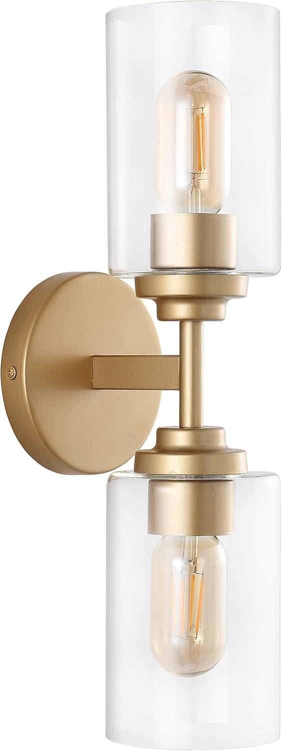 imageJONATHAN Y JYL9547B Juno 13quot 1Light Farmhouse Industrial Iron Cylinder LED Sconce Modern Transitional 2700K 25W Bulb Entryway Lobby Brass GoldClear 575 inBrass Gold