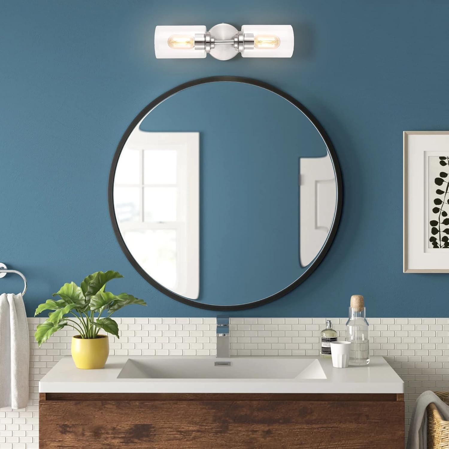 imageJONATHAN Y JYL9547B Juno 13quot 1Light Farmhouse Industrial Iron Cylinder LED Sconce Modern Transitional 2700K 25W Bulb Entryway Lobby Brass GoldClear 575 inNickel