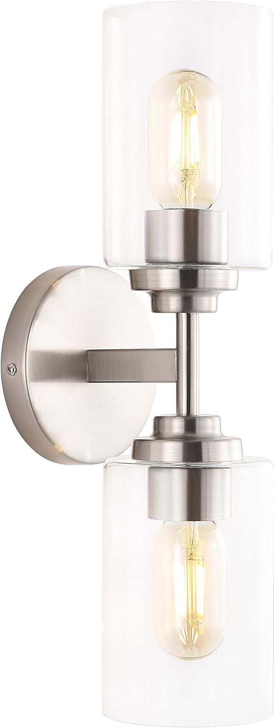 imageJONATHAN Y JYL9547B Juno 13quot 1Light Farmhouse Industrial Iron Cylinder LED Sconce Modern Transitional 2700K 25W Bulb Entryway Lobby Brass GoldClear 575 inNickel