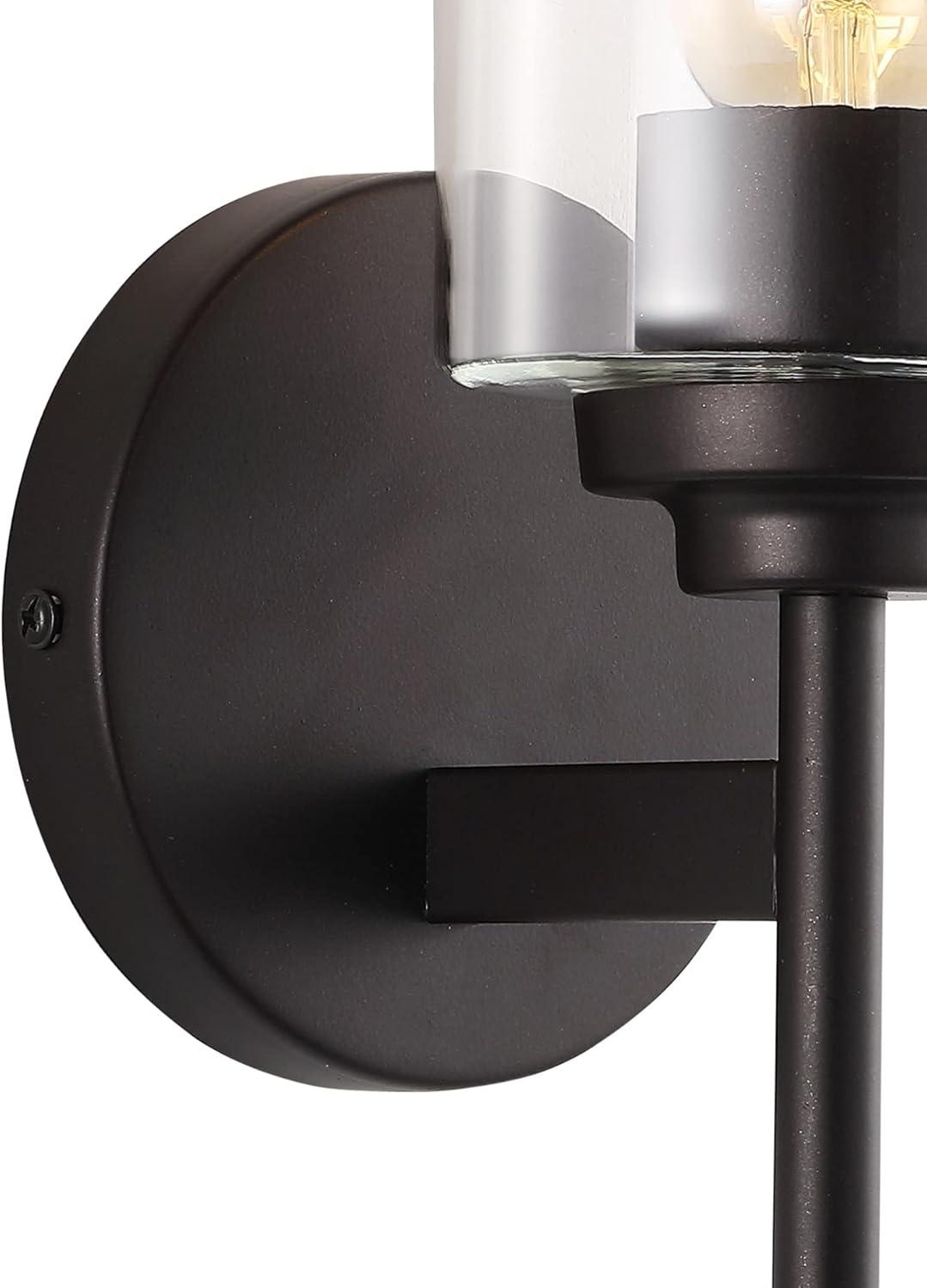 imageJONATHAN Y JYL9547B Juno 13quot 1Light Farmhouse Industrial Iron Cylinder LED Sconce Modern Transitional 2700K 25W Bulb Entryway Lobby Brass GoldClear 575 inOilRubbed Bronze