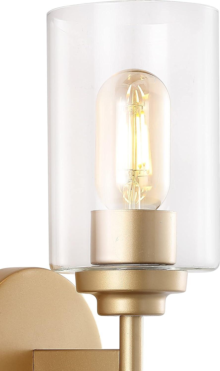 imageJONATHAN Y JYL9547B Juno 13quot 1Light Farmhouse Industrial Iron Cylinder LED Sconce Modern Transitional 2700K 25W Bulb Entryway Lobby Brass GoldClear 575 inBrass Gold