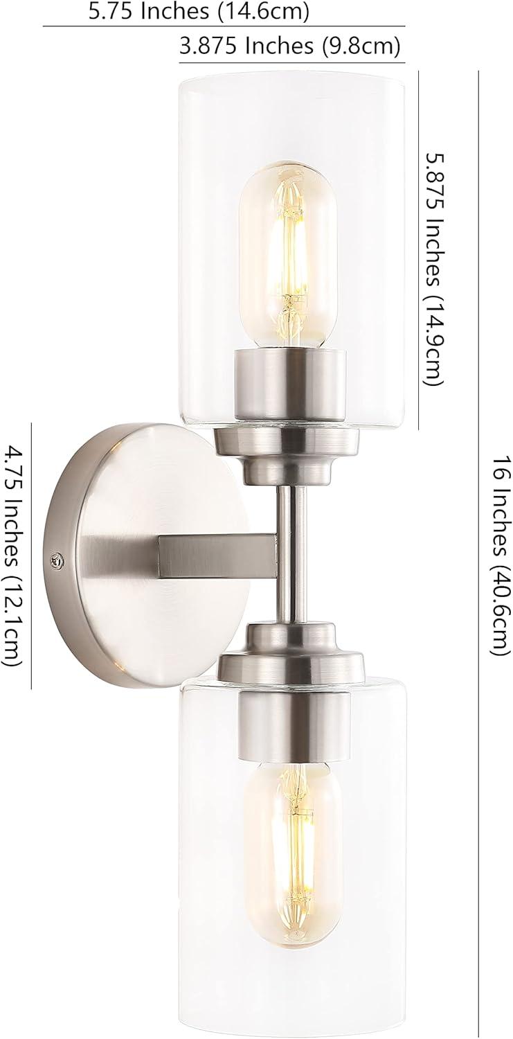 imageJONATHAN Y JYL9547B Juno 13quot 1Light Farmhouse Industrial Iron Cylinder LED Sconce Modern Transitional 2700K 25W Bulb Entryway Lobby Brass GoldClear 575 inNickel