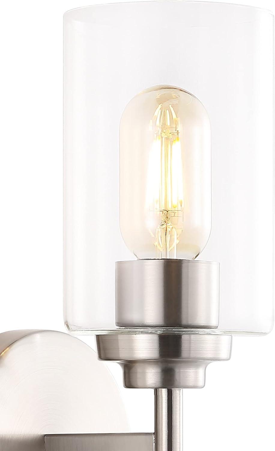 imageJONATHAN Y JYL9547B Juno 13quot 1Light Farmhouse Industrial Iron Cylinder LED Sconce Modern Transitional 2700K 25W Bulb Entryway Lobby Brass GoldClear 575 inNickel