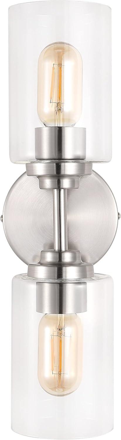 imageJONATHAN Y JYL9547B Juno 13quot 1Light Farmhouse Industrial Iron Cylinder LED Sconce Modern Transitional 2700K 25W Bulb Entryway Lobby Brass GoldClear 575 inNickel