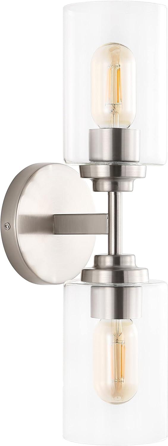 imageJONATHAN Y JYL9547B Juno 13quot 1Light Farmhouse Industrial Iron Cylinder LED Sconce Modern Transitional 2700K 25W Bulb Entryway Lobby Brass GoldClear 575 inNickel