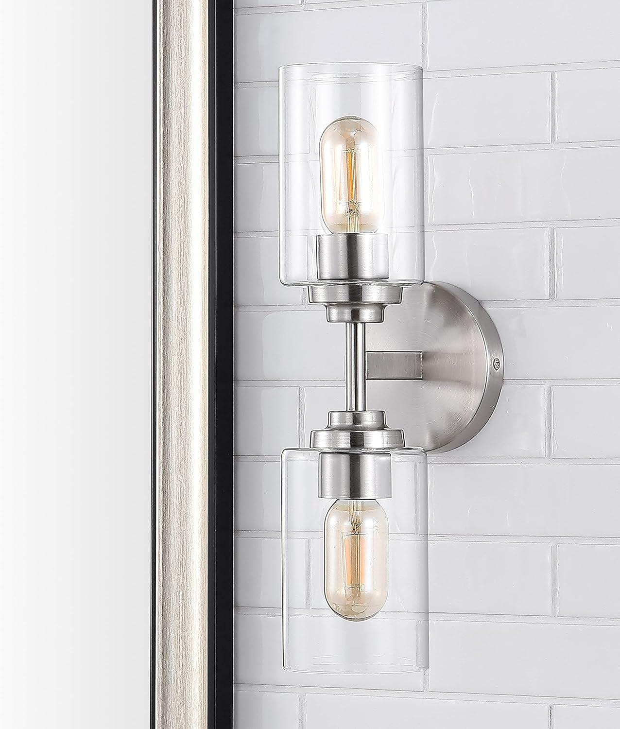 imageJONATHAN Y JYL9547B Juno 13quot 1Light Farmhouse Industrial Iron Cylinder LED Sconce Modern Transitional 2700K 25W Bulb Entryway Lobby Brass GoldClear 575 inNickel