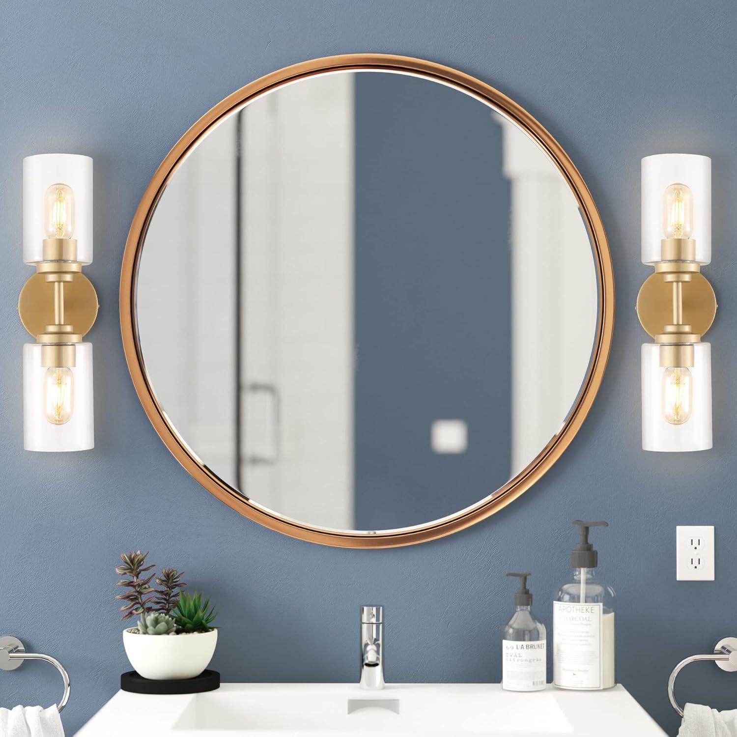 imageJONATHAN Y JYL9547B Juno 13quot 1Light Farmhouse Industrial Iron Cylinder LED Sconce Modern Transitional 2700K 25W Bulb Entryway Lobby Brass GoldClear 575 inBrass Gold