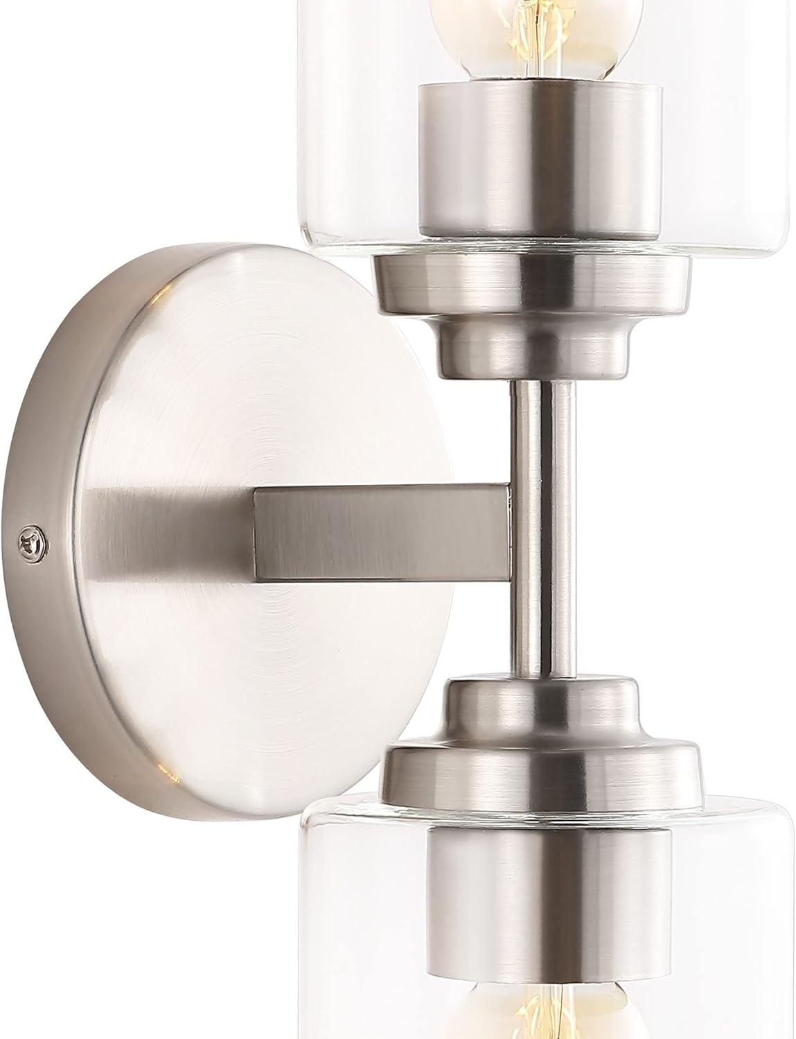 imageJONATHAN Y JYL9547B Juno 13quot 1Light Farmhouse Industrial Iron Cylinder LED Sconce Modern Transitional 2700K 25W Bulb Entryway Lobby Brass GoldClear 575 inNickel