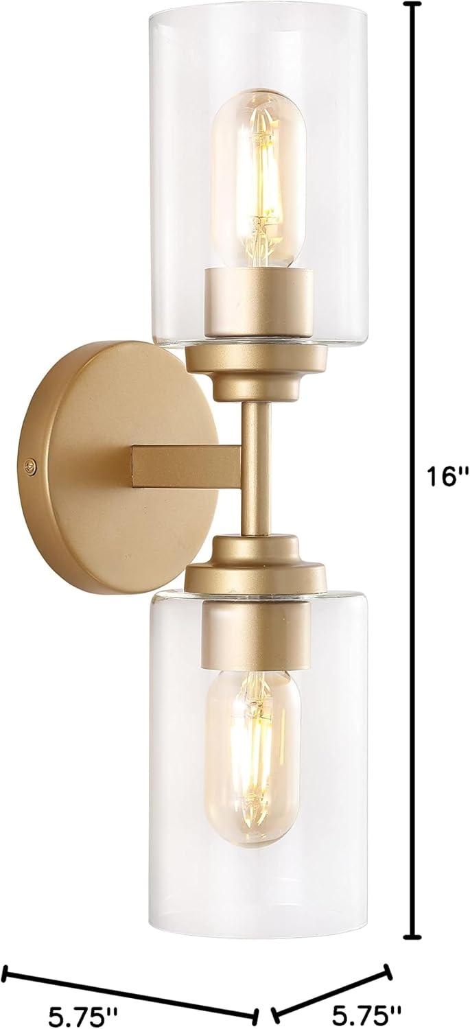 imageJONATHAN Y JYL9547B Juno 13quot 1Light Farmhouse Industrial Iron Cylinder LED Sconce Modern Transitional 2700K 25W Bulb Entryway Lobby Brass GoldClear 575 inBrass Gold