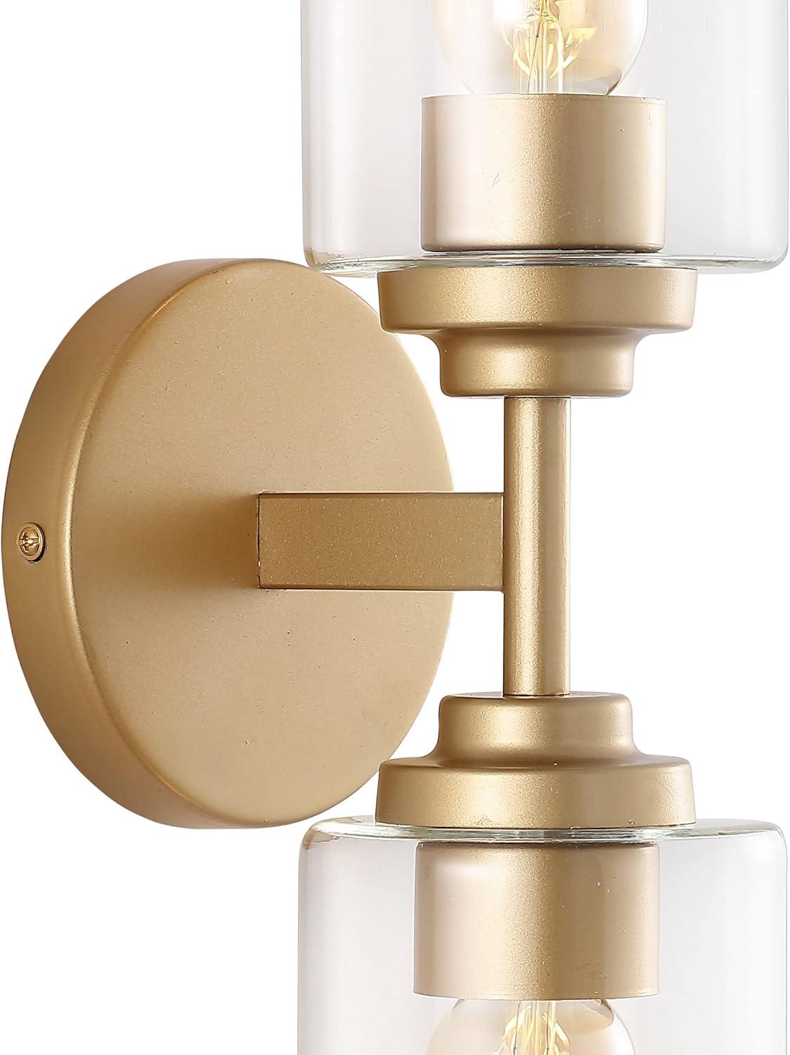 imageJONATHAN Y JYL9547B Juno 13quot 1Light Farmhouse Industrial Iron Cylinder LED Sconce Modern Transitional 2700K 25W Bulb Entryway Lobby Brass GoldClear 575 inBrass Gold