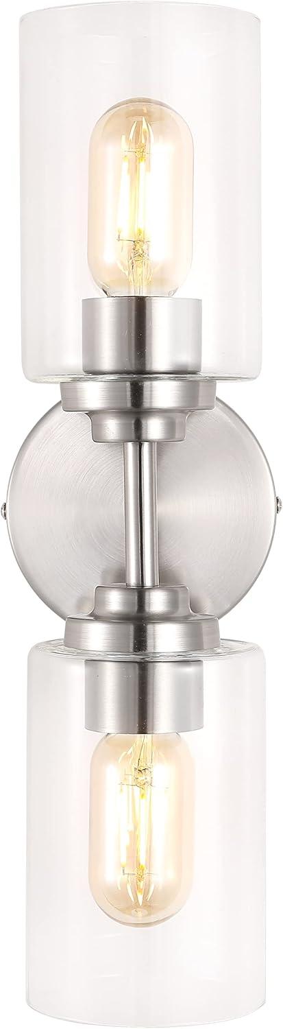 imageJONATHAN Y JYL9547B Juno 13quot 1Light Farmhouse Industrial Iron Cylinder LED Sconce Modern Transitional 2700K 25W Bulb Entryway Lobby Brass GoldClear 575 inNickel