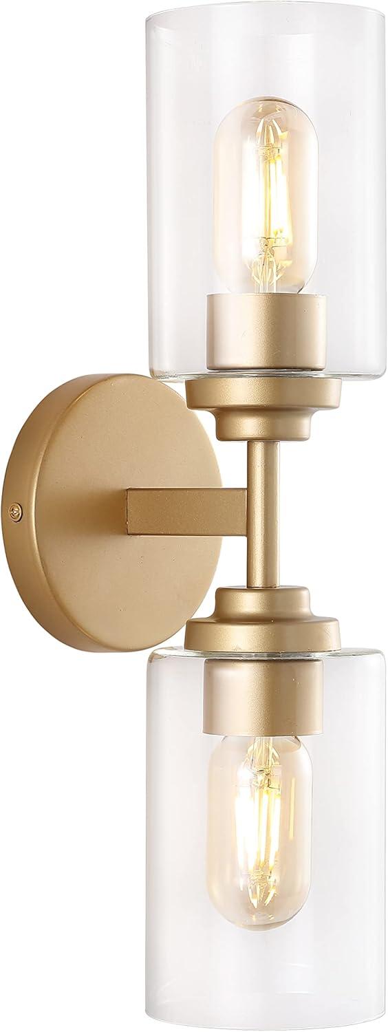 imageJONATHAN Y JYL9547B Juno 13quot 1Light Farmhouse Industrial Iron Cylinder LED Sconce Modern Transitional 2700K 25W Bulb Entryway Lobby Brass GoldClear 575 inBrass Gold