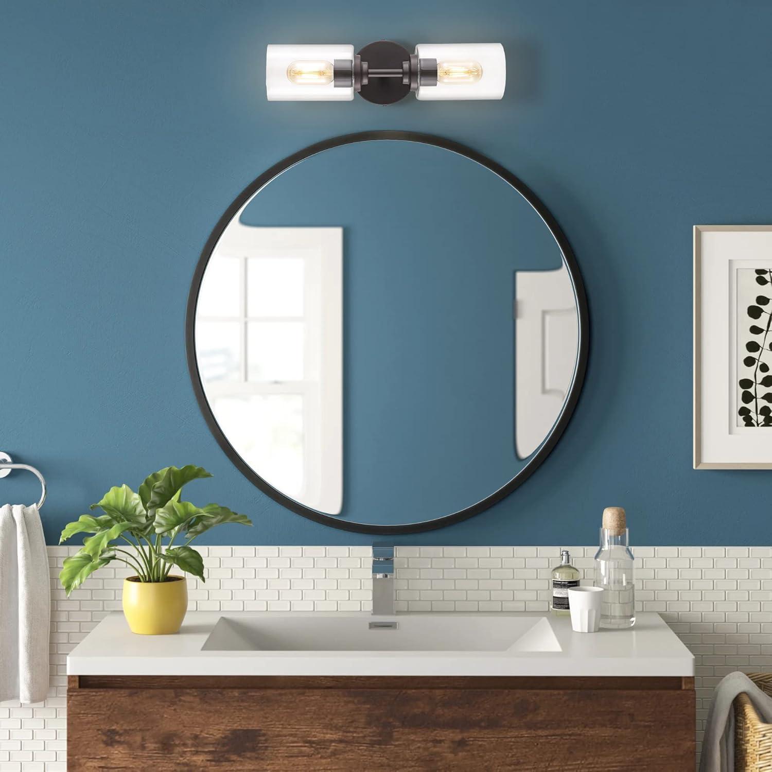 imageJONATHAN Y JYL9547B Juno 13quot 1Light Farmhouse Industrial Iron Cylinder LED Sconce Modern Transitional 2700K 25W Bulb Entryway Lobby Brass GoldClear 575 inOilRubbed Bronze