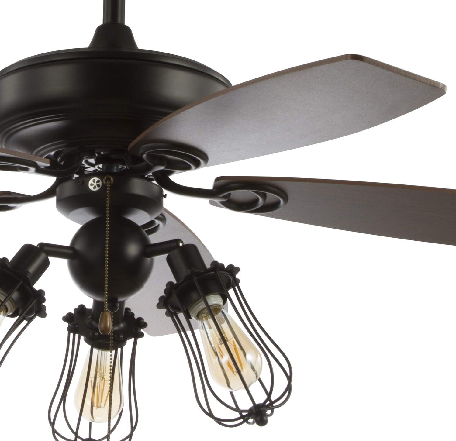 imageJONATHAN Y JYL9601A Lucas 52quot Caged 3Light MetalWood LED Ceiling Fan and Pull Chain Farmhouse Bohemian Industrial Rustic Transitional Southwestern for Home Kitchen Living Room Black