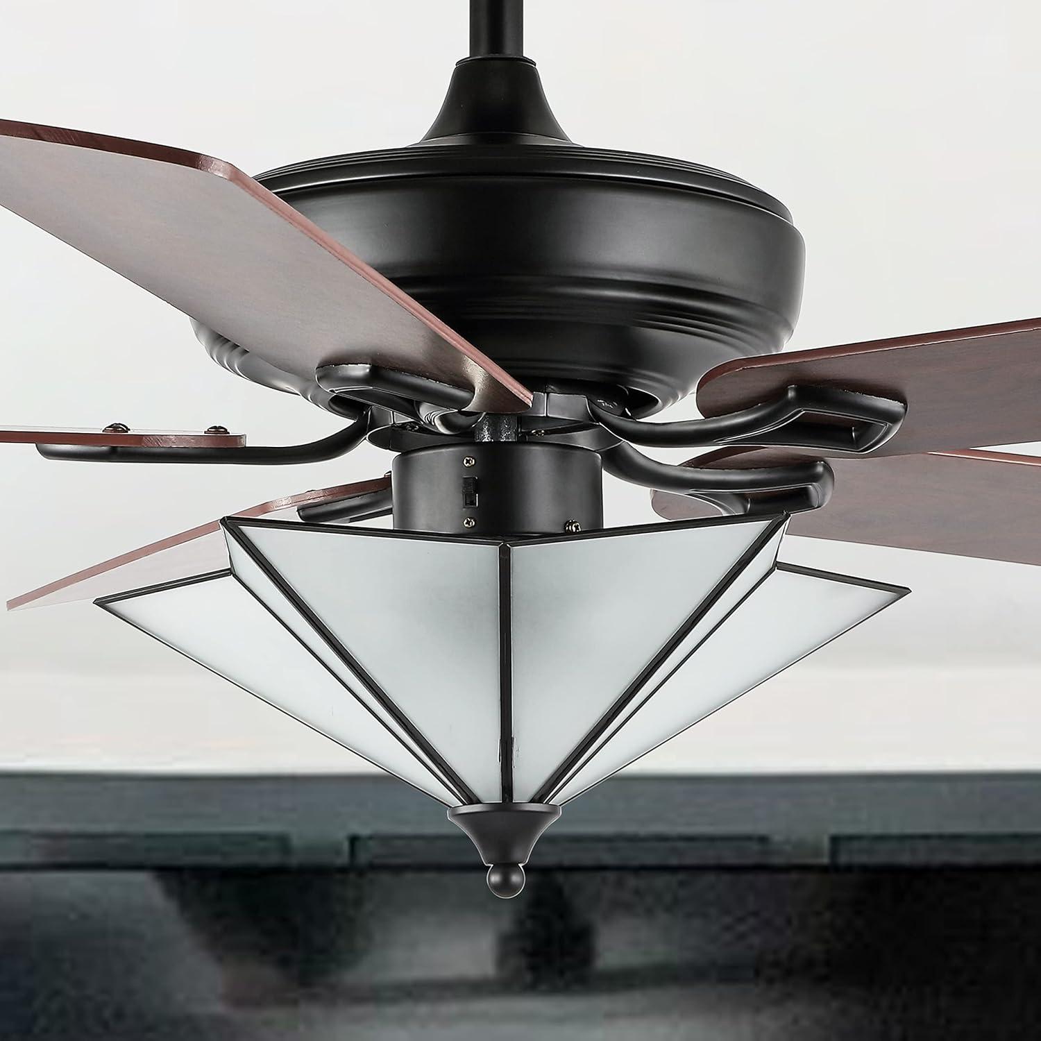 imageJONATHAN Y JYL9609A Moravia Farmhouse Rustic Iron Star Shade LED Ceiling Fan with Remote for Bedroom Living Room Dining Room 52quot 5 Light Black