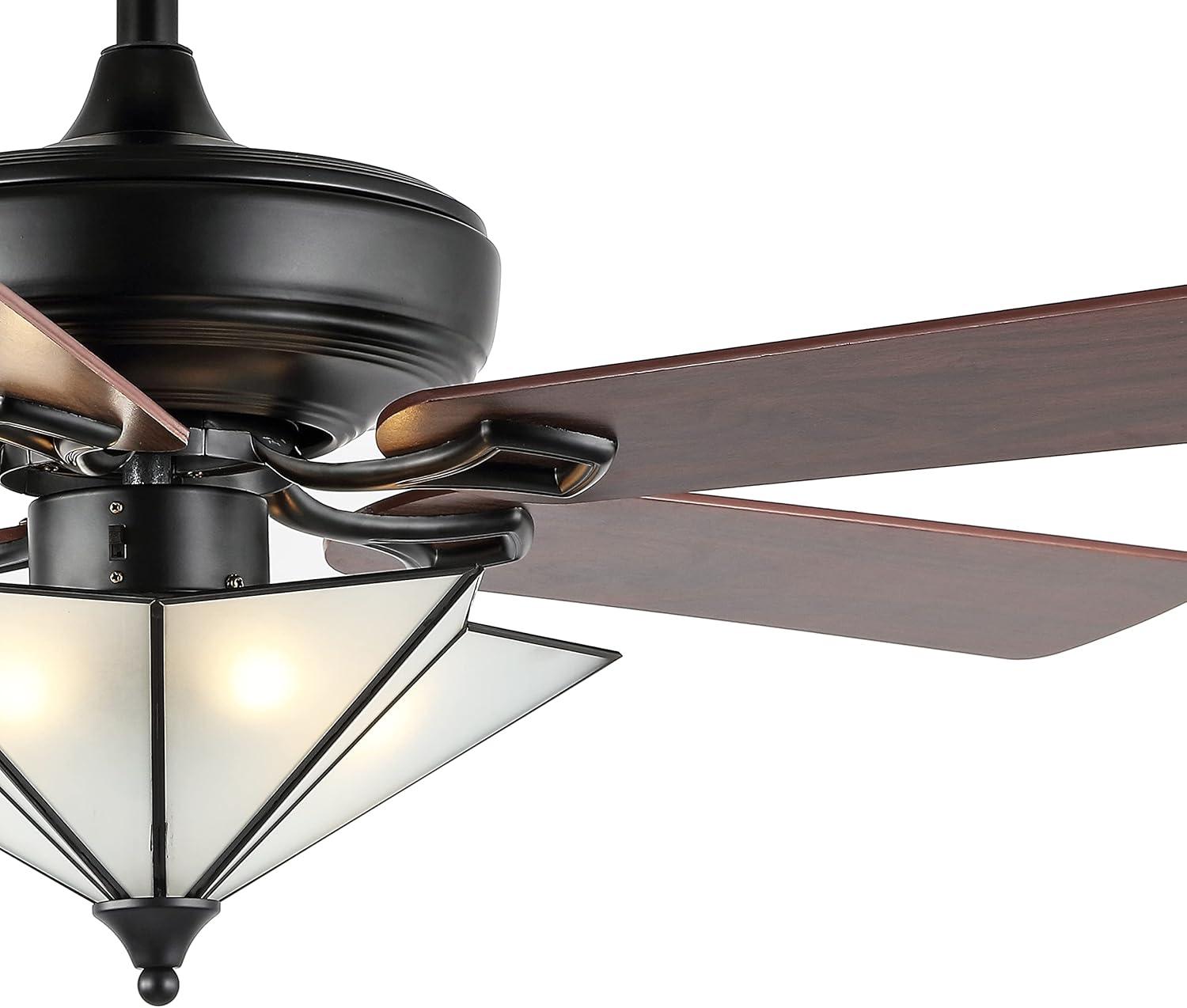 imageJONATHAN Y JYL9609A Moravia Farmhouse Rustic Iron Star Shade LED Ceiling Fan with Remote for Bedroom Living Room Dining Room 52quot 5 Light Black