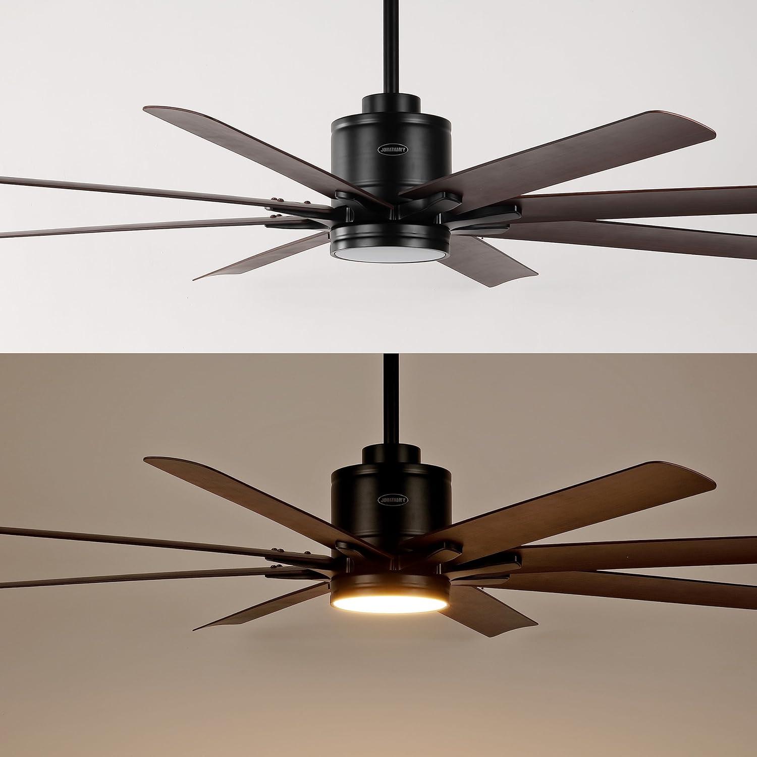 imageJONATHAN Y JYL9713A Octo 66quot 1Light Contemporary Industrial IronPlastic MobileAppRemoteControlled 6Speed Ceiling Fan with Integrated LED Light BlackDark Brown Wood FinishBlackNeutral Brown Wood Finish