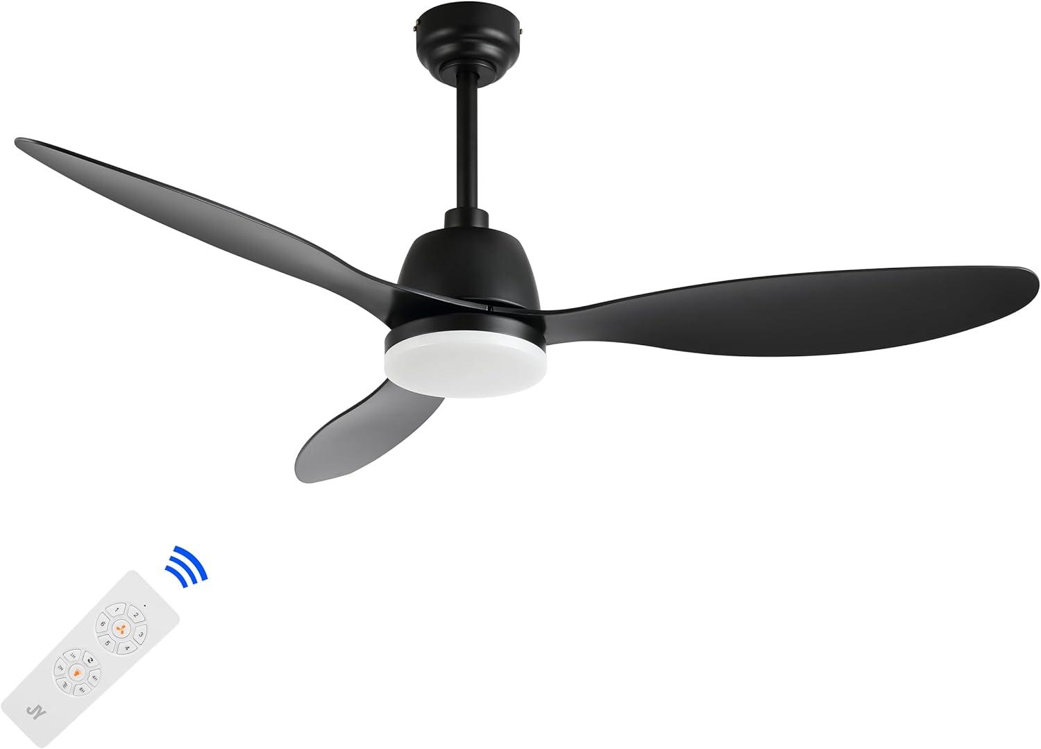 imageJONATHAN Y JYL9714A Audie 52quot 1Light MobileAppRemoteControlled 6Speed Propeller Integrated LED Ceiling Fan Coastal Contemporary Minimalist for Bedroom Living Room Office BlackBlack