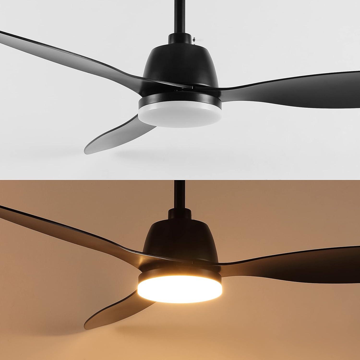 imageJONATHAN Y JYL9714A Audie 52quot 1Light MobileAppRemoteControlled 6Speed Propeller Integrated LED Ceiling Fan Coastal Contemporary Minimalist for Bedroom Living Room Office BlackBlack