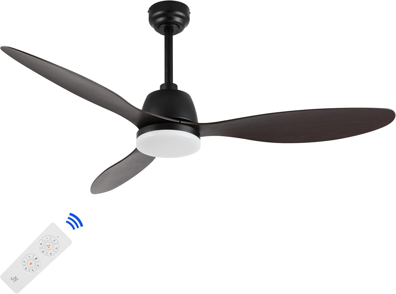 imageJONATHAN Y JYL9714A Audie 52quot 1Light MobileAppRemoteControlled 6Speed Propeller Integrated LED Ceiling Fan Coastal Contemporary Minimalist for Bedroom Living Room Office BlackDark Brown Wood